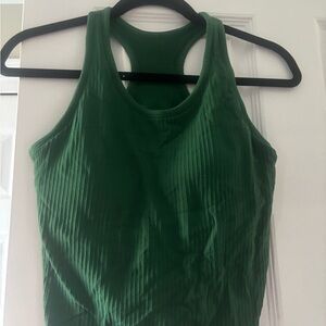 Green Ribbed Women's Tank Top